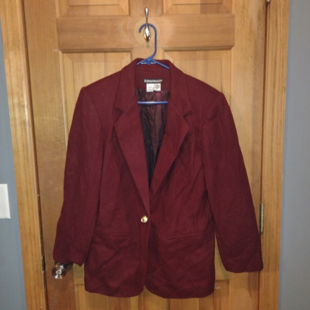 Vintage Savannah burgundy blazer 100% wool blazer size 10